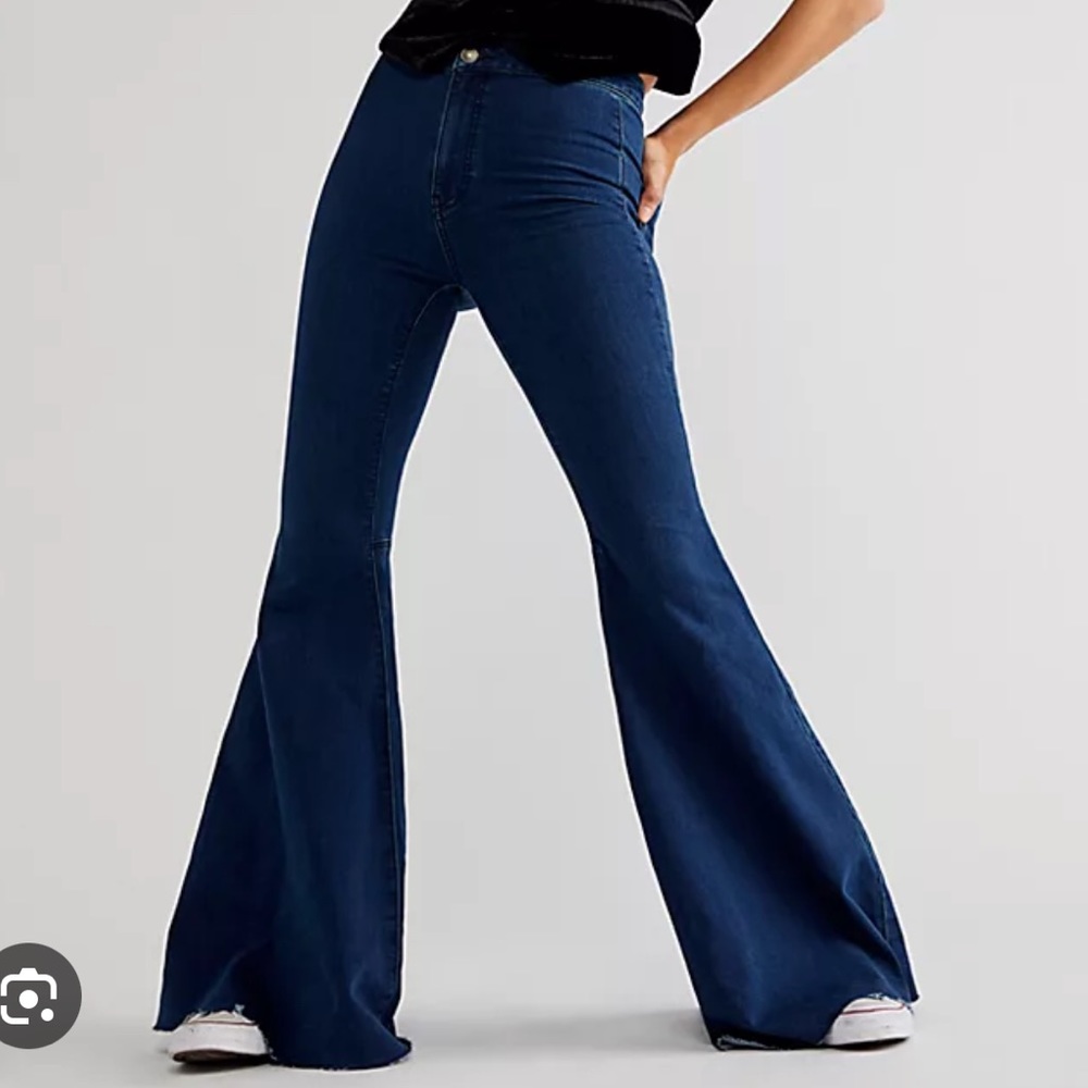 Free People Dark Wash Bell Bottom Flare Jeans